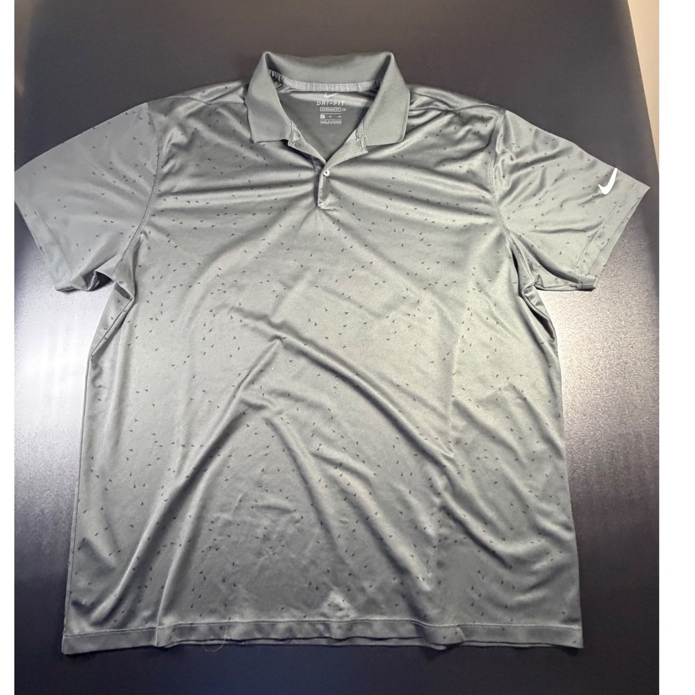 Nike Dri-FIT Men's XL Gray Triangle Print Golf Polo Shirt Standard Fit K16